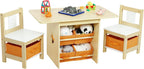 Kids Table and Chair Set: Sturdy with 2 Chairs & 6 Storage Drawers | Wooden Children Activity Desk Group for Drawing Reading Playing - Water Resistant and Easy Clean Furniture Set for Playroom