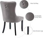 Grey Velvet Dining Chairs Set of 2, Tufted Upholstered Dining Room Chairs with Back Ring Pull, Nailhead Trim and Solid Wood Legs, Modern Dining Chairs for Dining Room, Kitchen(Grey)