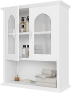 CJL Bathroom Wall Cabinet with Fluted Door, 18.9'' x 23.6'' Medicine Cabinet, Over The Toilet Storage Cabinet, White