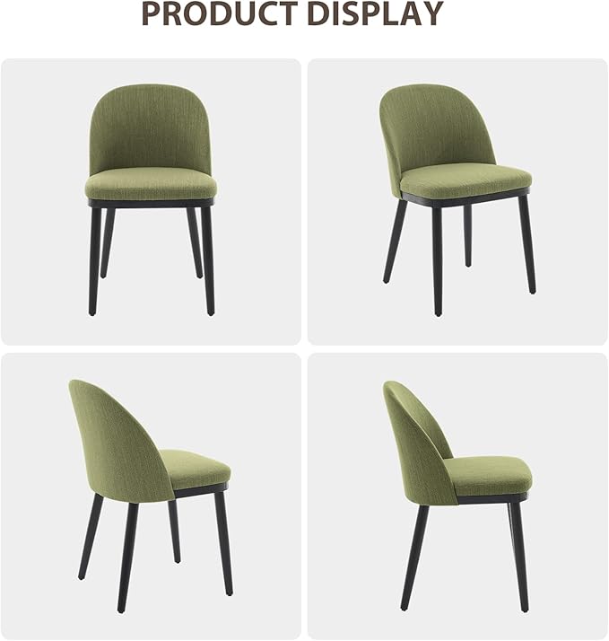Upholstered Dining Chairs Set of 2,Modern Fabric Dinner Chairs with Wood Legs,Large Dining Room Kitchen Chairs with High Back and Deep Seat for Dining Room Kitchen Restaurant,Green