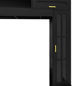 98.4" W Wall Unit Entertainment Center with Bookshelves for TVs up to 80", Modern TV Stand Media Console with Cabinets, Tempered Glass Doors for Living Room (Black/T3)