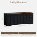 VANKILEY 47.2“Storage Chest Extra Large,Wooden Storage Bench,Black+Brown | Storage trunk with 2 Safety Hinges,47.2x15.7x19.1Inch,Shoe bench,Storage Bench for Bedroom,Living Room,Entryway,Easy Assembly