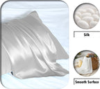 Natural Mulberry Silk Pillowcase for Hair and Skin Queen Size 20"X30" Silk Pillow Case with Hidden Zipper Soft Breathable Smooth Cooling Silk Pillow Covers for Sleeping(Silver Grey,Queen,1Pcs)