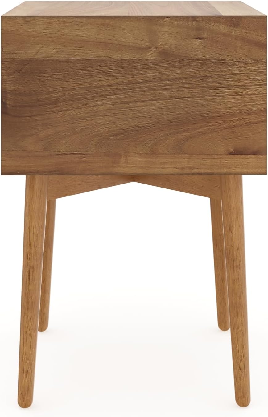 Nathan James 32704 Harper Mid-Century Oak Wood Nightstand with 2-Drawers, Sma...