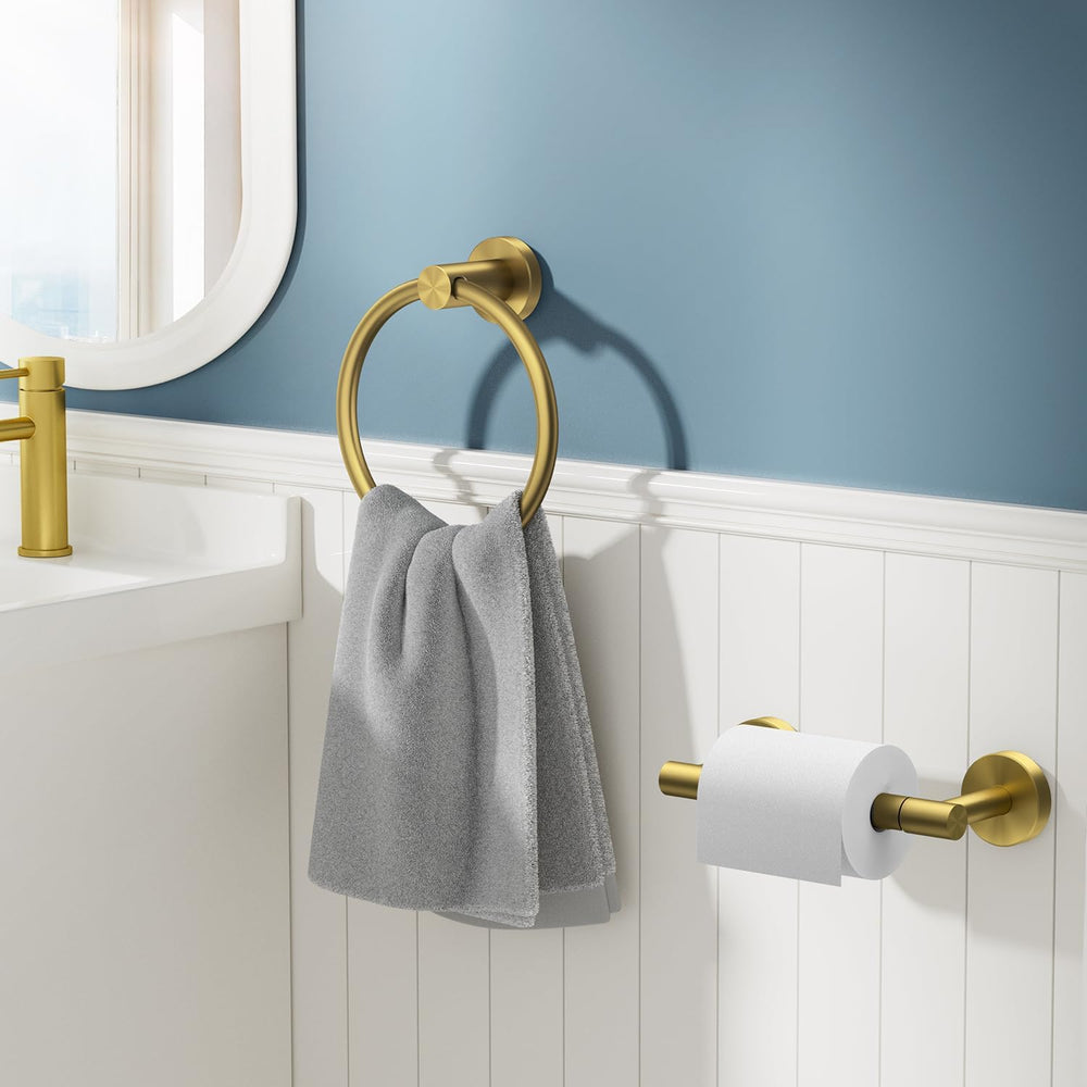 FORIOUS Toilet Paper Holder and Towel Ring Set, Bathroom Accessories Set