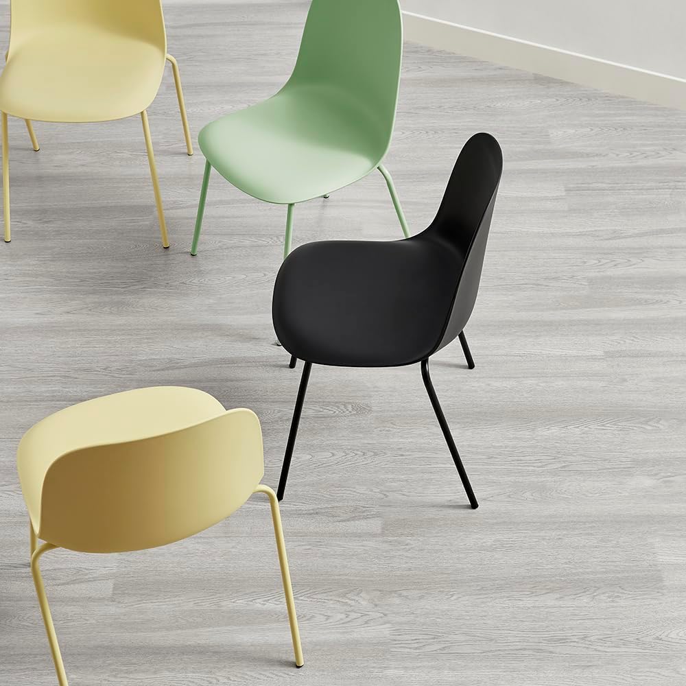 Green Dining Chairs Set of 4, Plastic Stackable Kitchen Chairs, Classic Indoo...
