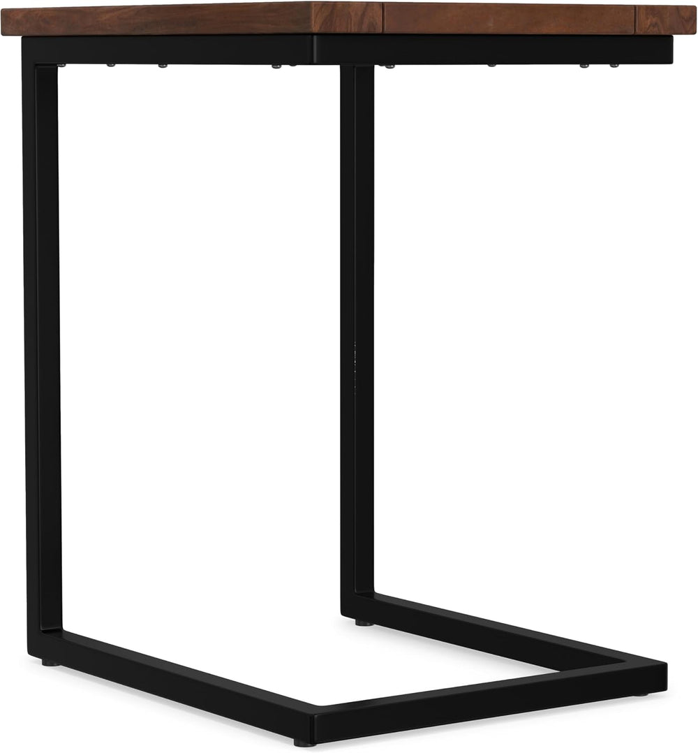 SIMPLIHOME Skyler C-Side Table - 16 inch Wide Solid Mango Wood and Metal Slid...