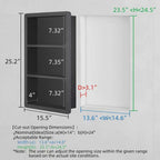 Recessed Medicine Cabinet No Mirror - 14x24 Bathroom Storage Wall Cabinet with 2 Shelves, 304 Stainless Steel Shower Niche, Matte Black Waterproof for Bathroom, Toilet, Vanity
