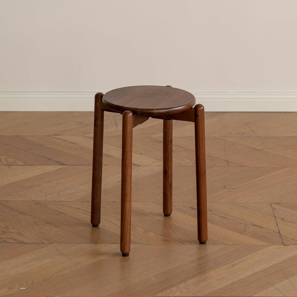 Oak Stackable Stool, Small Plant Stand, Round Wooden Stool for Dining Room, L...