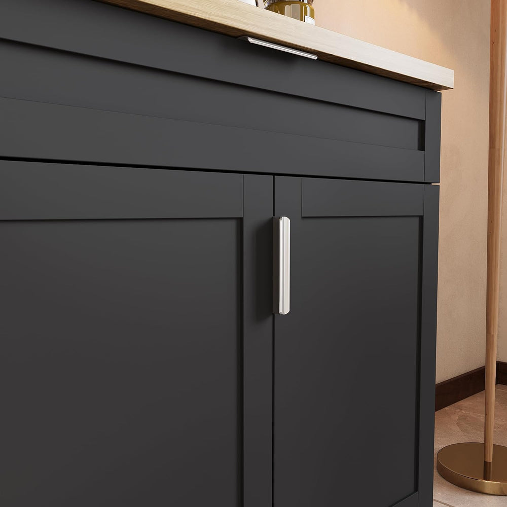 WOODTIME Wall Mounted Cabinet and Pantry with Countertop, Wooden Modern 2 Pie...