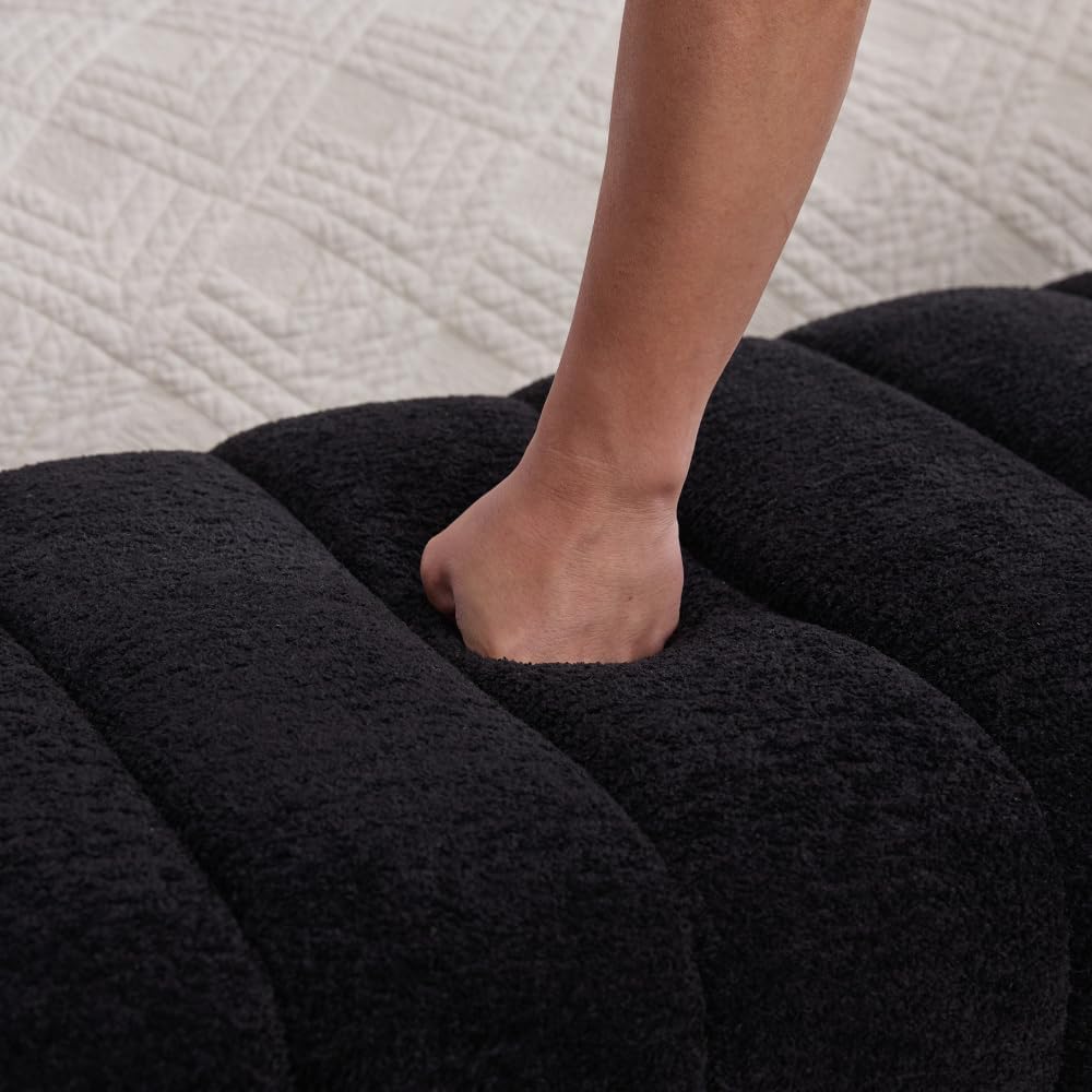 Modern Armless Bed Bench - Channel Tufted Chenille Upholstered, Multi-Use as ...