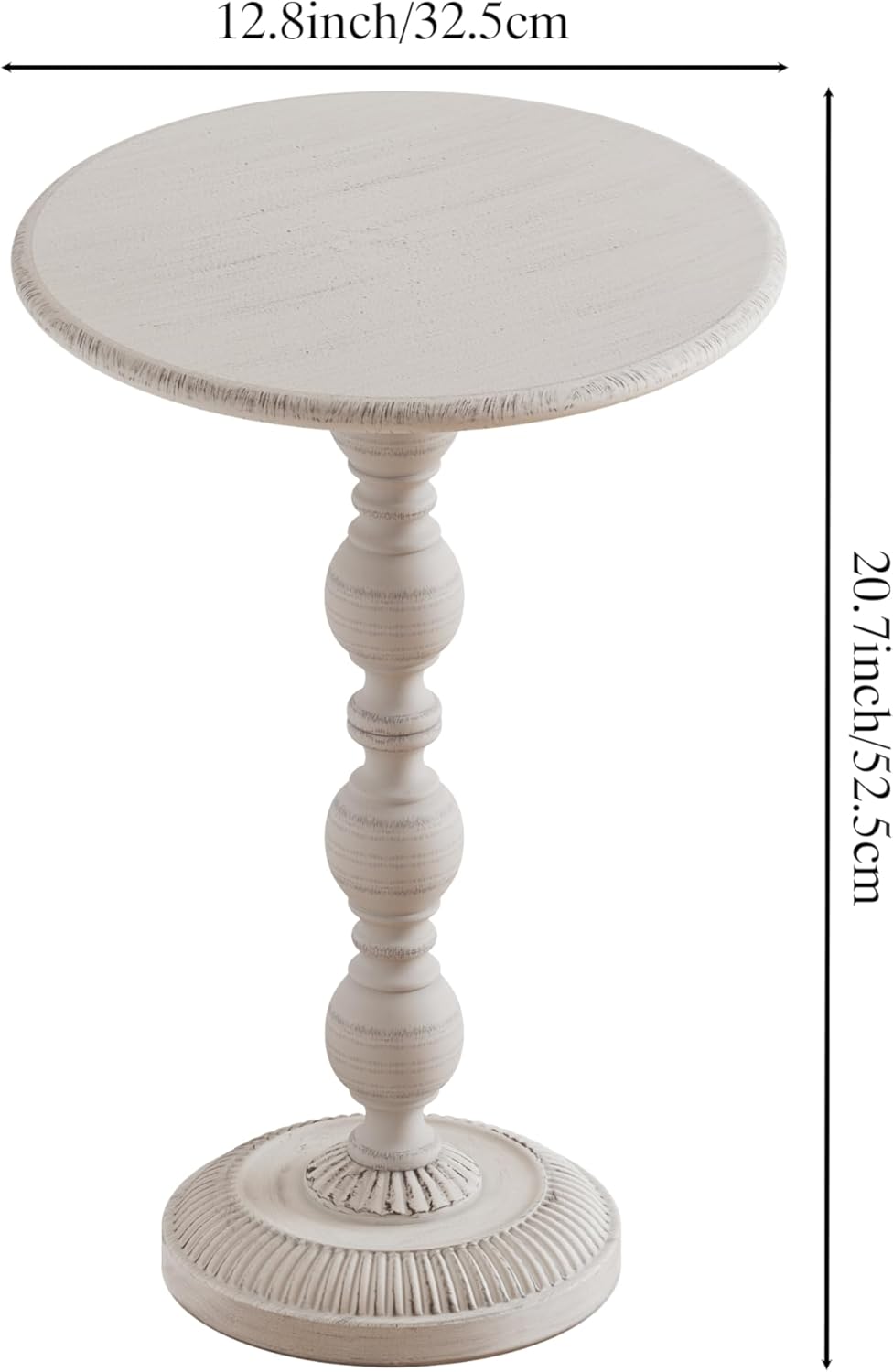 Small Round Metal Side Table, Lightweight Antique Accent Table,Retro Round Dr...