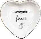Fiance Jewelry Dish Tray – Engagement Ring Holder Ceramic Trinket Dish, Elegant Jewelry Organizer for Women, Bridal Shower Engagement Gift for Future Wife