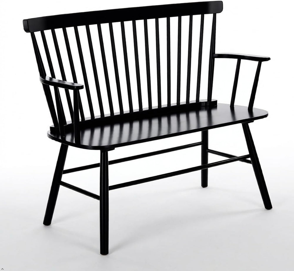 EpiBench Black Windsor Spindleback Bench with Arms, Manufactured Wood, 47.5&q...