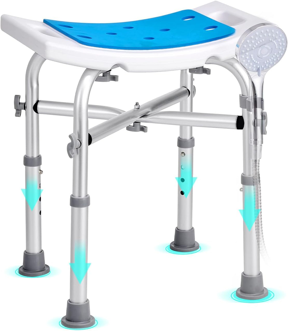 VEVOR Shower Chair for Inside Shower, Adjustable Height Shower Stool with Cro...