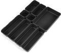 9 Pcs Stackable Drawer Organizer Trays Set, Multifunctional Storage Trays for Vanity, Bathroom, Kitchen, Office, Multi-size Durable Plastic Desk Drawer Organizer Bins, Custom Layout Design