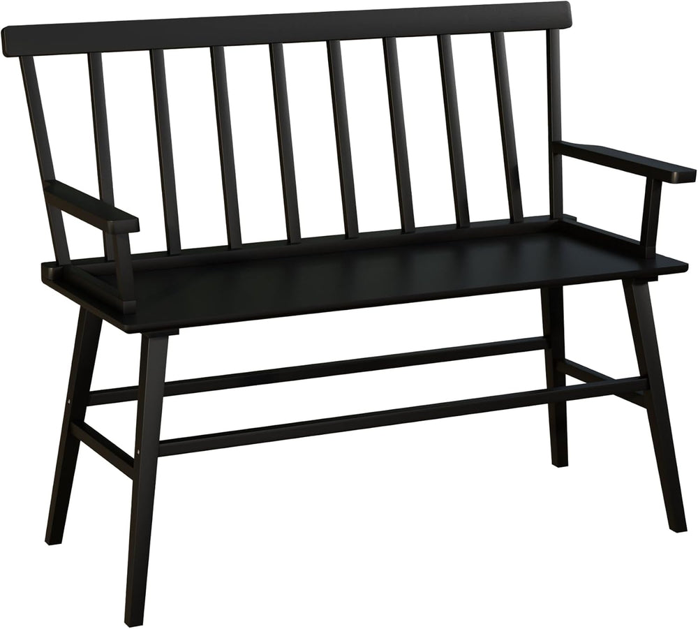 Wisuce Bamboo Dining Bench, Entryway Bench with Spindle Back (Black) | Bamboo...