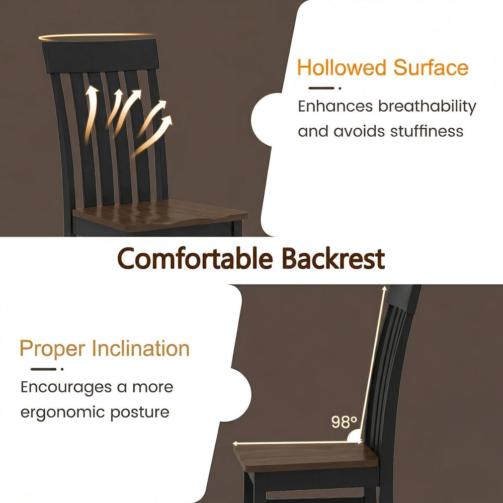 GIANTEX Wooden Dining Chairs Set of 4, Hollowed Backrest & Rubber Wood Se...