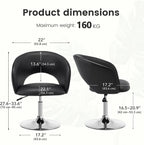 Furniliving Vanity Chair with Arm, PU Leather Chair for Vanity, Swivel Accent Chair, Adjustable Height Makeup Chair with Chrome Base, Living Room Chair for Bedroom, Makeup Room, Study Room, Black