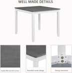 Ball & Cast 5 Piece Dining Table Set with 4 X-Back Chairs,Wooden Living Room Furniture W/ 34.5" Square Kitchen Desk,Easy Assemble & Clean,for Small Space,Apartment,Dining Room,White+Gray