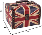 WaaHome Treasure Box 7.1'' British Flag Decorative Wooden Jewelry Keepsake Storage Box with Lids - Vintage Treasure Chest for Kids Girls Women Men, Home Decor
