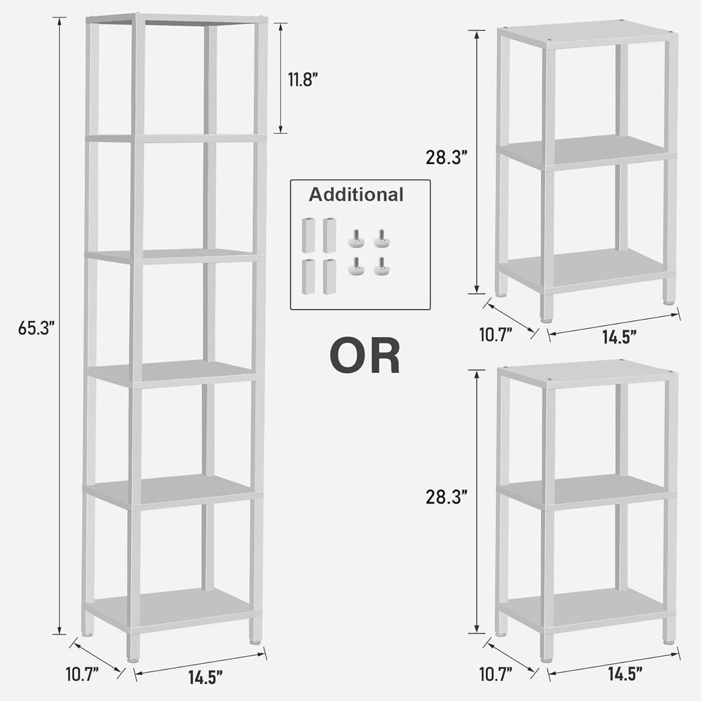 TUTOTAK Bookshelf, 6-Tier Tall Book Shelf, Narrow Bookcase for Small Space, D...
