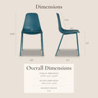 Poly & BARK Isla Modern Kitchen Chairs Set of 4 - Plastic Dining Chair with Metal Legs - Quick Assembly Simple Cafe Chairs Plastic for Indoor or Outdoor - Ocean Teal