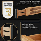 Adjustable Bamboo Drawer Dividers Expandable 8 Pack 17-22 Organizer