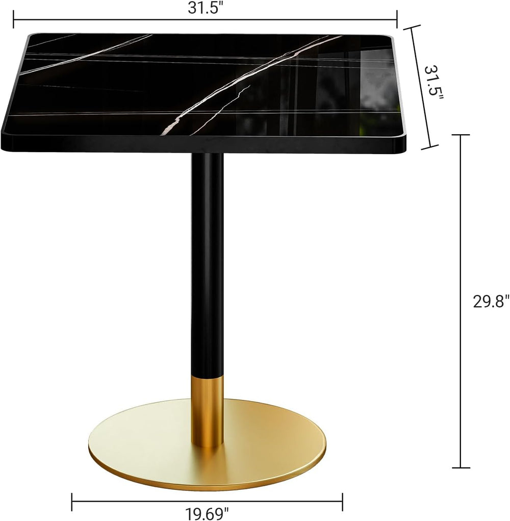 Henf 31.5'' Square Dining Tulip Table for 2 4, Modern Black Faux Marb...