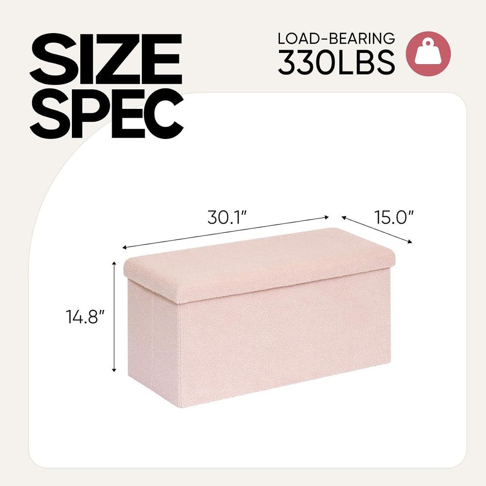 30 Inches Storage Ottoman Bench - Square Ottoman with Sherpa Top,Storage Benc...