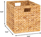 M4DECOR 12x12x12 Storage Cube, Water Hyacinth Storage Baskets, Wicker Storage Baskets for Shelves, Woven Baskets for Storage, Square Wicker Storage Basket for Bedroom, Living Room (4 Packs 12x12in)