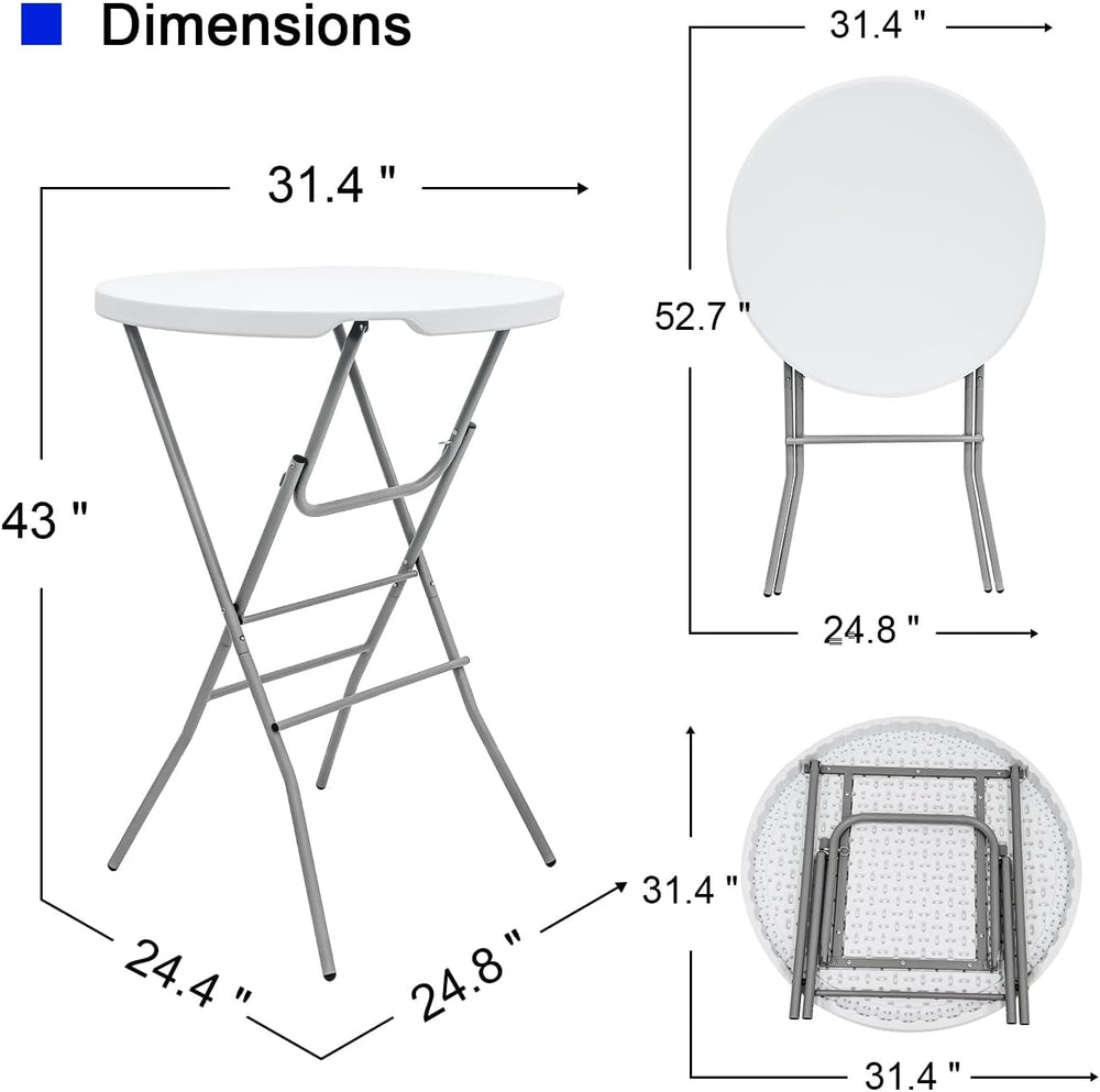 2 PCS - 31.5" L X 31.5" W X 43" H - Cocktail Table White High ...