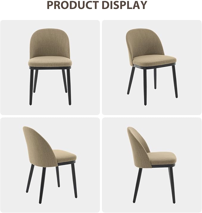 Wooden Dining Chairs Set of 6,Upholstered Kitchen Dining Room Chairs with Cur...