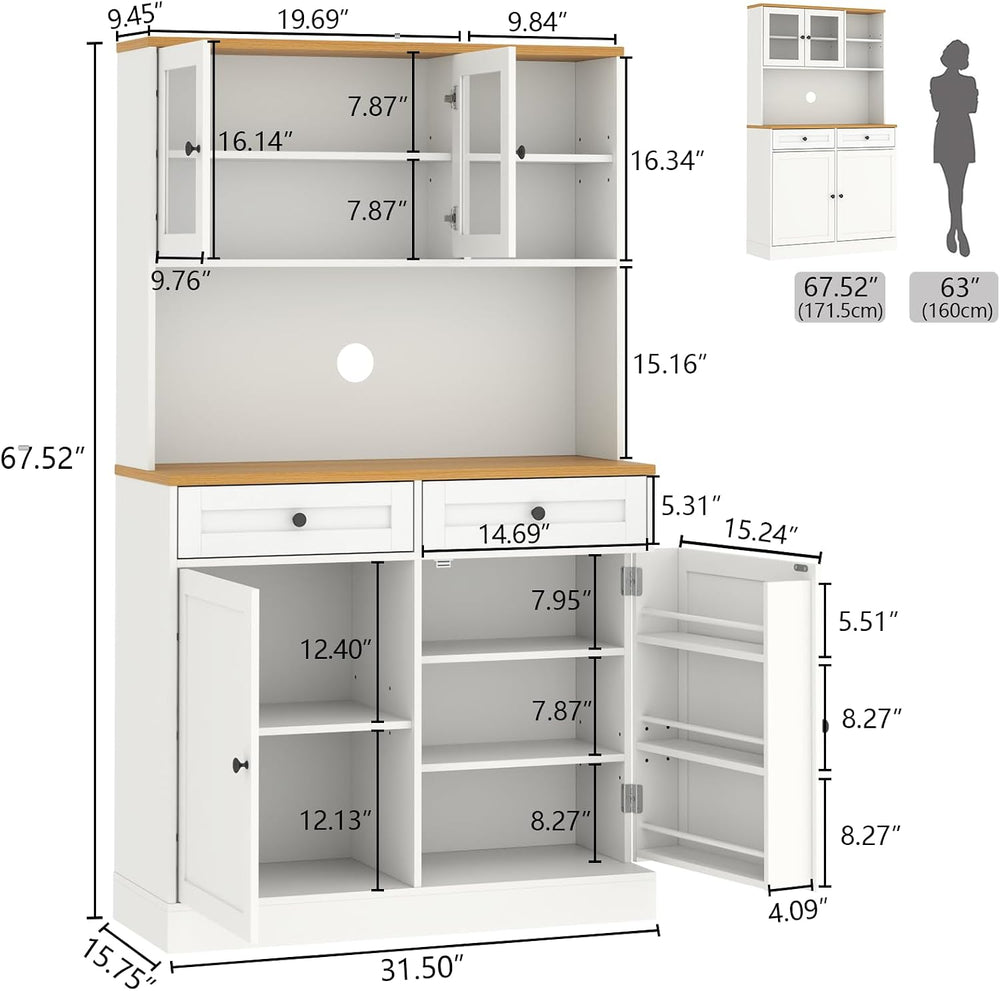 Tall Kitchen Pantry Cabinet, Modern Kitchen Hutch with Microwave Stand | Pant...