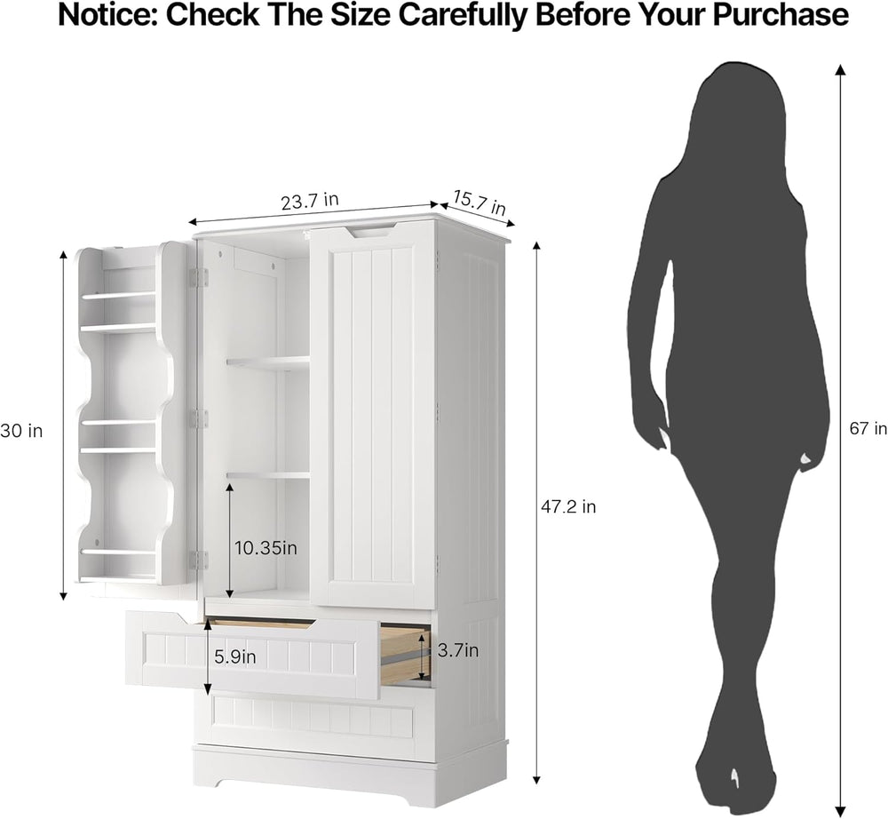 Gizoon Kitchen Pantry Cabinet with Drawers for Ding Room, 47" Small Food...