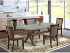 East West Furniture X797MZ748-5 5 Piece Kitchen Table Set for 4 Includes a Rectangle Dining Room Table with X-Legs and 4 Coffee Linen Fabric Parson Dining Chairs, 40x72 Inch, Multi-Color