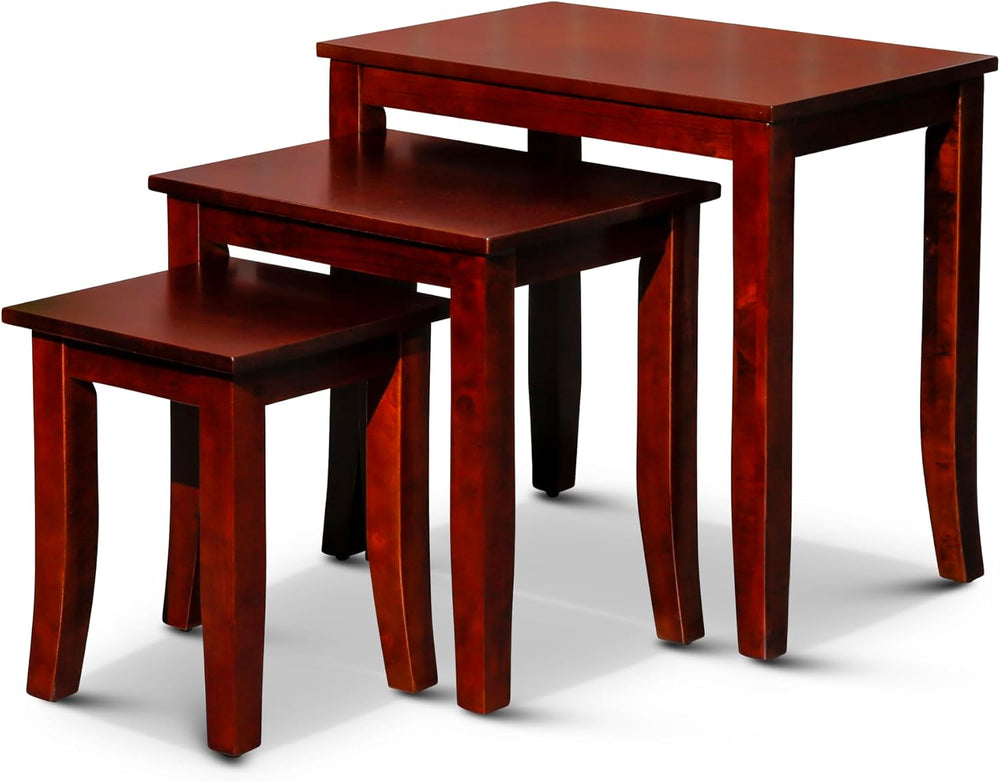 Nesting Tables Set of 3 in Cherry, Classic Design, Space-Saving and Versatile...