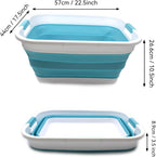SAMMART 41L (10.8 gallon) Collapsible Plastic Laundry Basket-Foldable Pop Up Storage Container/Organizer-Portable Washing Tub-Space Saving, Water capacity: 32L (8.4 gallon) (Rectangular, Bright Blue)