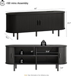 ONBRILL 63" TV Stand with Power Outlet for TVs up to 70 Inch, Entertainment Center with Storage and Adjustable Shelves, Modern Media Console with Sliding Doors for Living Room, Black