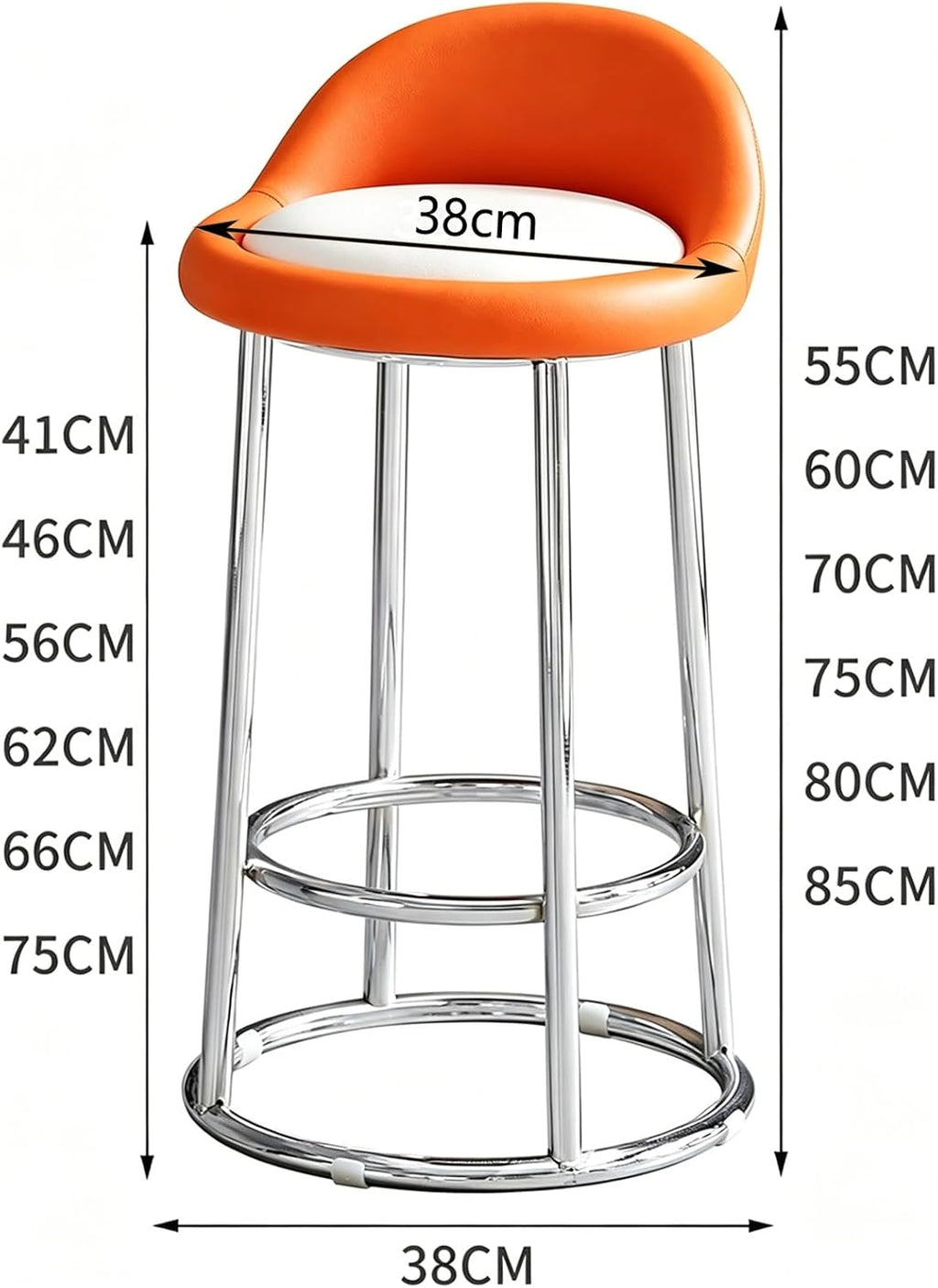 Counter Height Bar Chairs, Office Desk Guest Chair, Mid-Century Modern Counter Stools, Sturdy Metal Legs, Low Back Computer Chair(White,High 80CM)