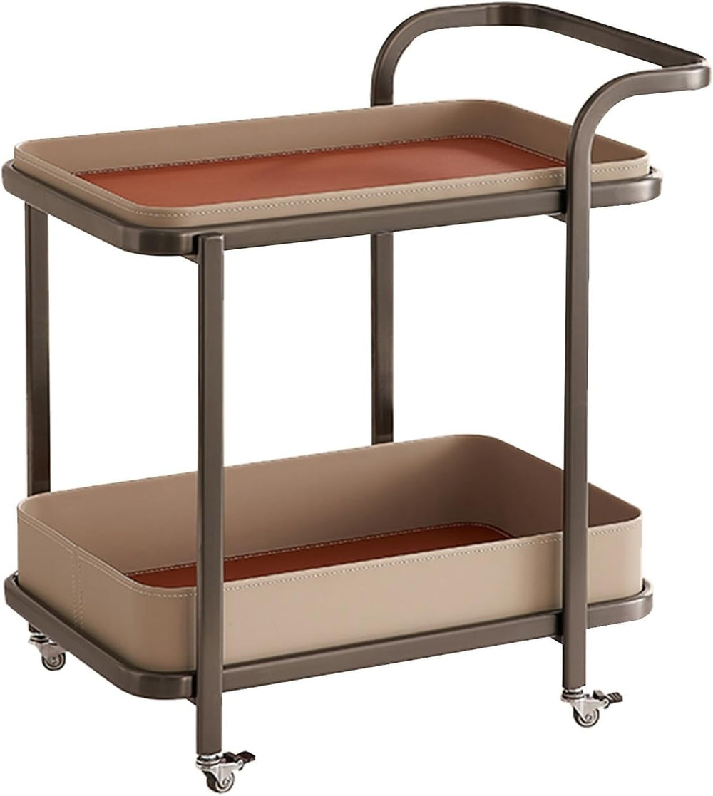 Rolling End Table, Side Table with Wheels, Modern Serving Cart Snack Table fo...
