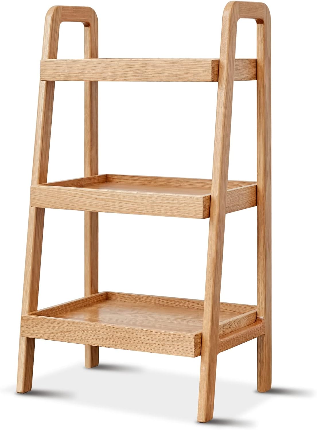Rainbow Home Camden 3-Tier Ladder Shelf, 100% Solid Oak Wood Narrow Bookshelf & Sofa Table, Versatile Open Display Storage for Living Room, Bedroom, Kitchen, Small Spaces (Yellow)