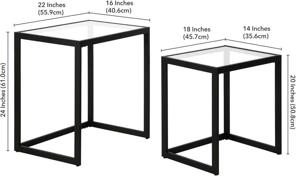 Henn&Hart Rectangular Nested Side Table in Blackened Bronze, Table for Li...