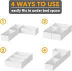 SpaceAid 3 Pack 10" High Under Bed Storage Containers, Large Underbed Storage Organizer Bins with Lids for Bedroom, Dorm, Clothes, Closet Organization, Bed Sheets and Blankets (White)