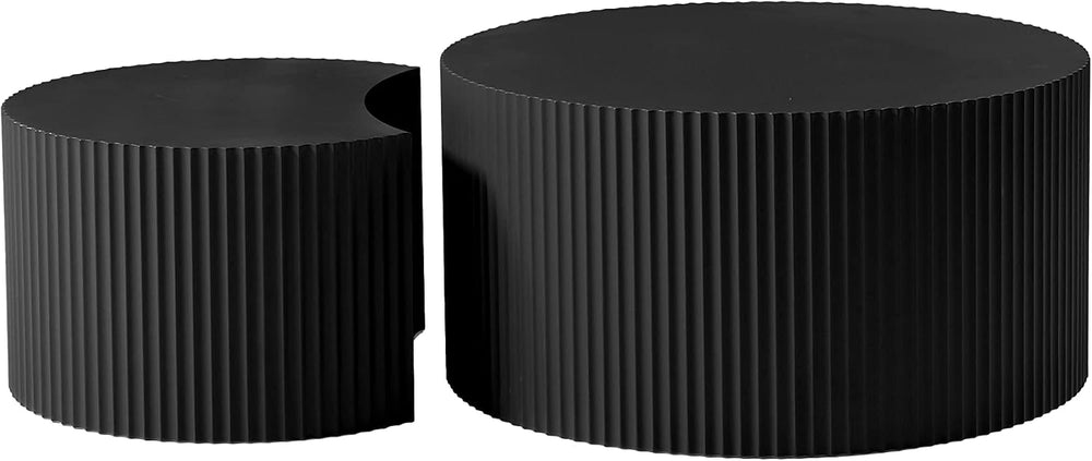32" Textured MDF Side Coffee Table, Small Nesting Tables with Space Savi...