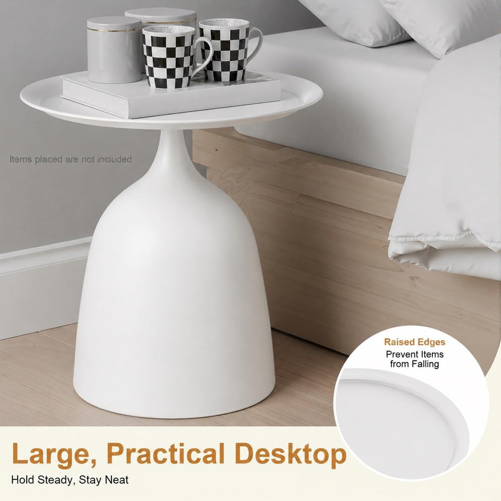 Nesting Side Tables Set of 2, White Iron Round Pedestal End Table | Metal Nes...