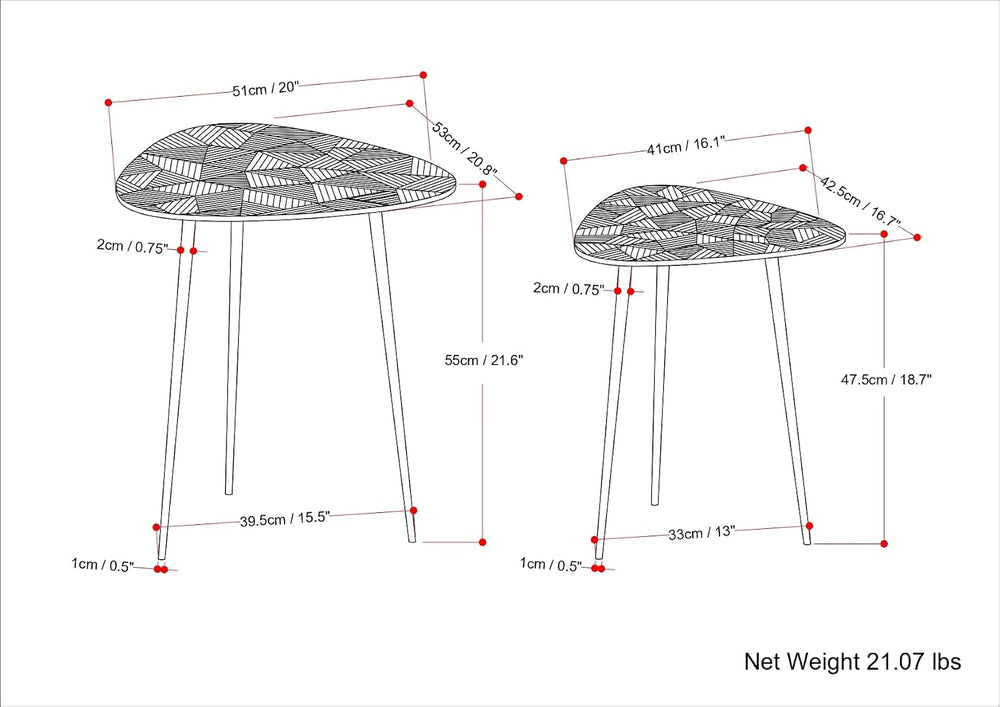 2-Piece Metal Nesting Table - Nickel with Gray, Iron, 19.7 x 19.7 x 21.7 | Ha...
