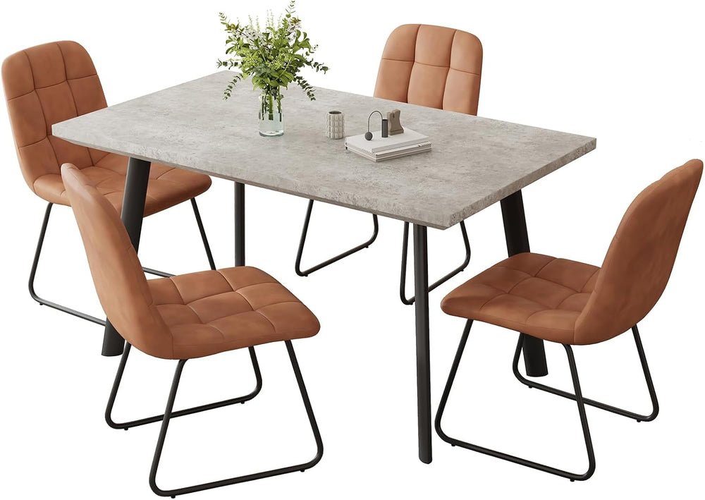 ZckyCine 46.5" Modern Grey Dining Table Set for Small Spaces, 5-Piece Se...