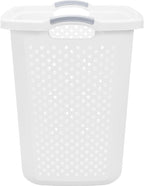 (2-Pack), 2.5 Bushel Plastic Dirty Laundry Basket, White, With two Handles.Ideal for Families, Apartments, and Dormitory Rooms。