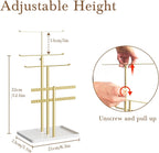 Jewelry Holder Organizer Stand - Adjustable Jewelry Tree 17.5" Height (Max), Jewlery Hanger for Necklaces, Bracelets, Earrings, Aesthetic for Storage and Display, Metal, Gold and White